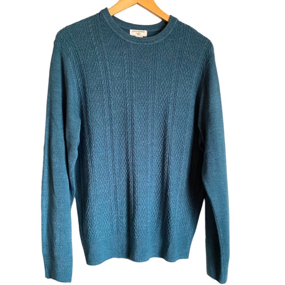 Dockers Sweaters - Dockers Teal/Blue Crew Neck Cable Knit Sweater